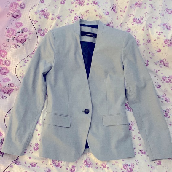 ZARA Single-breasted Light Blue Blazer Size 2 - Picture 1 of 7